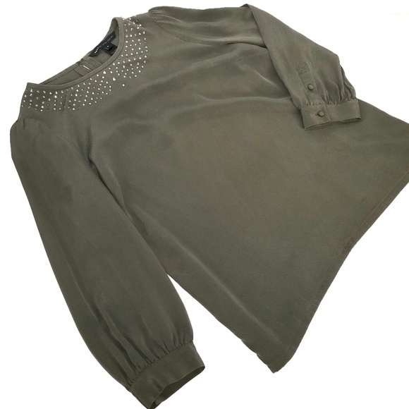 Marc Jacobs Beluga Crystal 100% Silk Blouse Size 6 - Picture 4 of 7